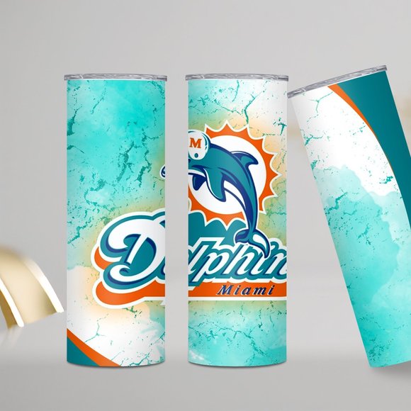Miami Dolphins Tumbler, Dolphin Sublimation Tumbler, American Football Cup Gifts - Picture 4 of 4